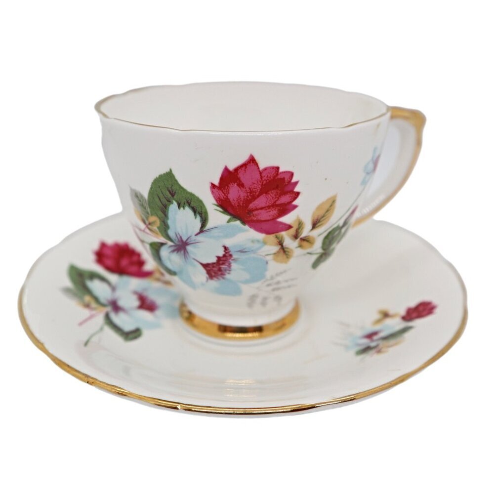 Tea Cup and Saucer Delphine Teacup Vintage Springtime Floral